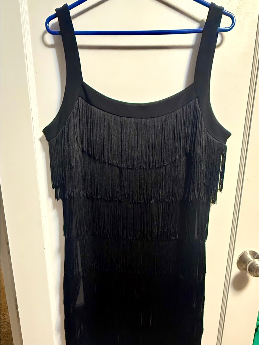 White House Black Market Black Fringe Midi Dress